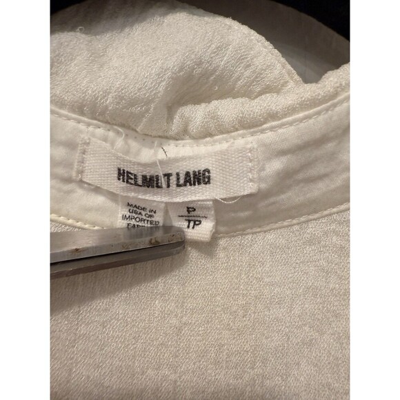 Helmut Lang Tunic Shirt  Swift Sleeveless Sheer Button Front White Size PT - Picture 10 of 10